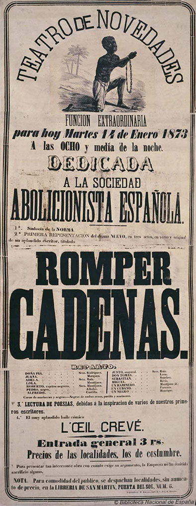 Poster for the play Romper cadenas (Breaking Chains)