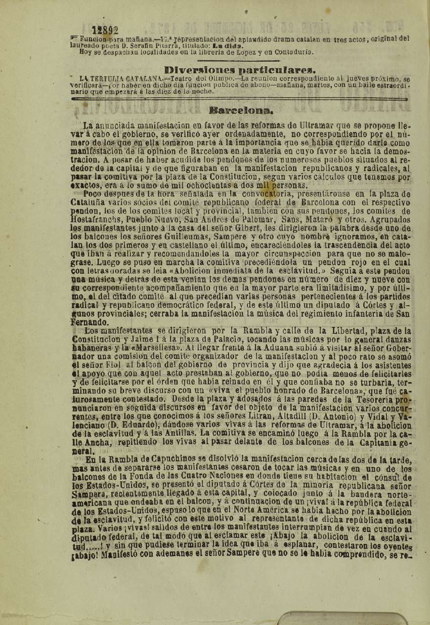 Demonstration in favour of the abolition of slavery