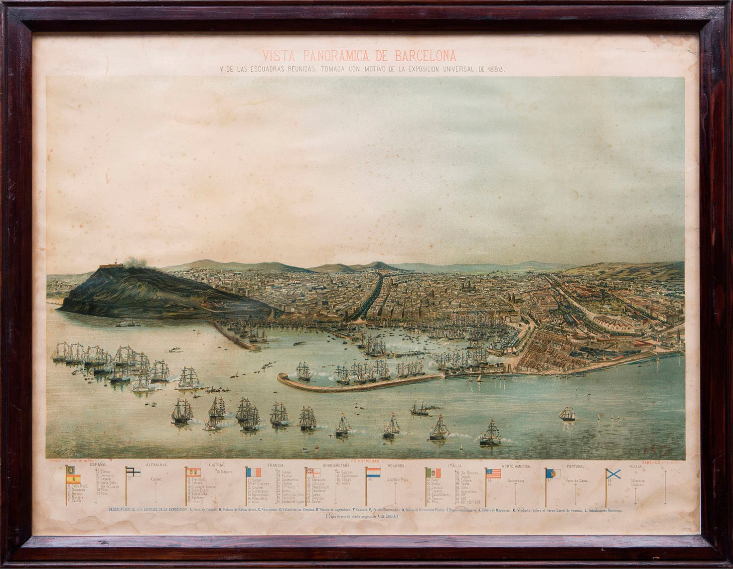 Panoramic view of Barcelona and the assembled squads
