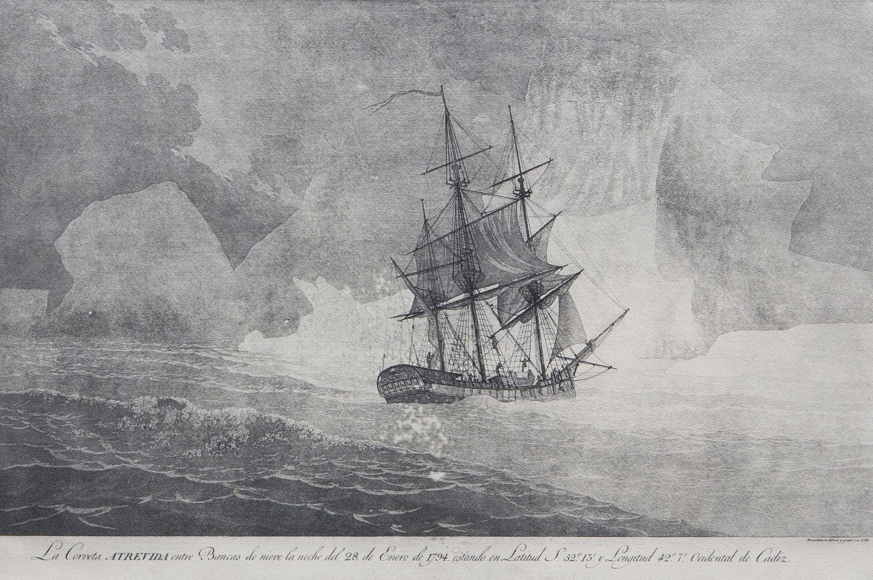 The barque Atrevida between icebergs on the night of 28th January 1794 