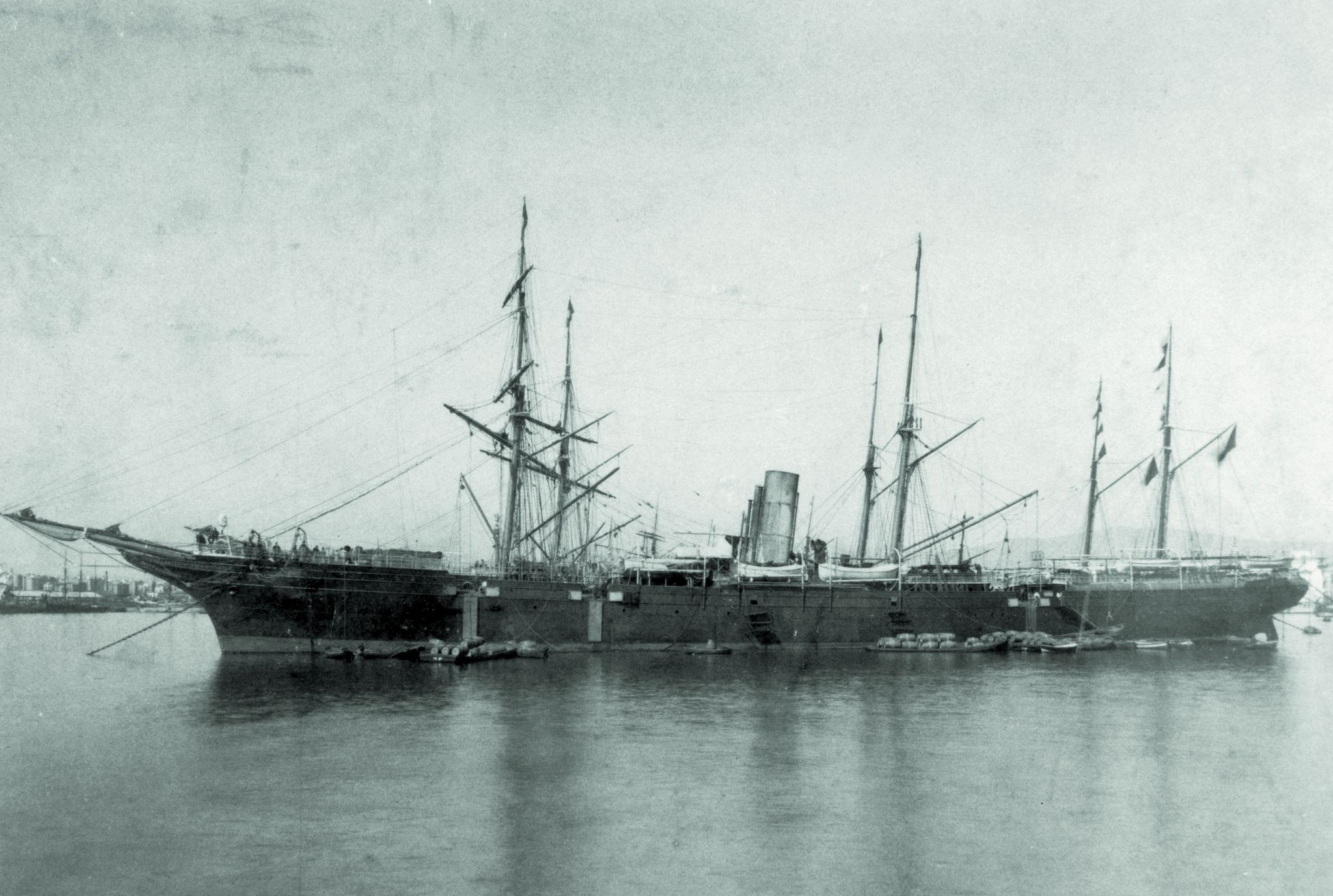 Steamship Antonio López of the Compañía Trasatlántica Española, anchored in the port of Barcelona