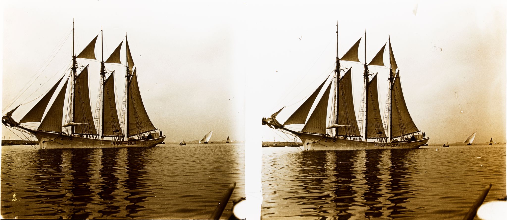 Schooner Saladar sailing in the Port of Barcelona