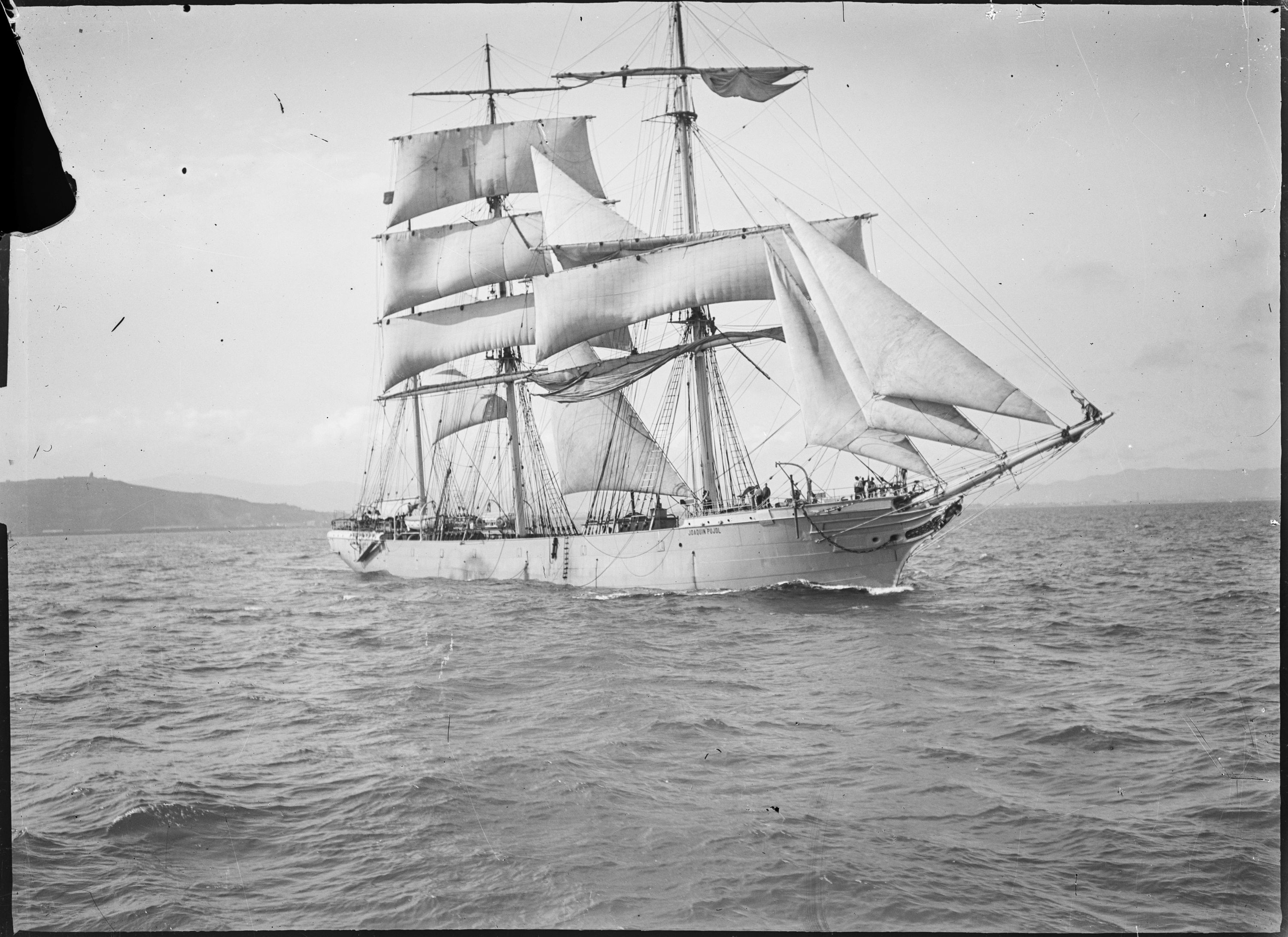 Barque Joaquin Pujol sailing near the coast of Barcelona