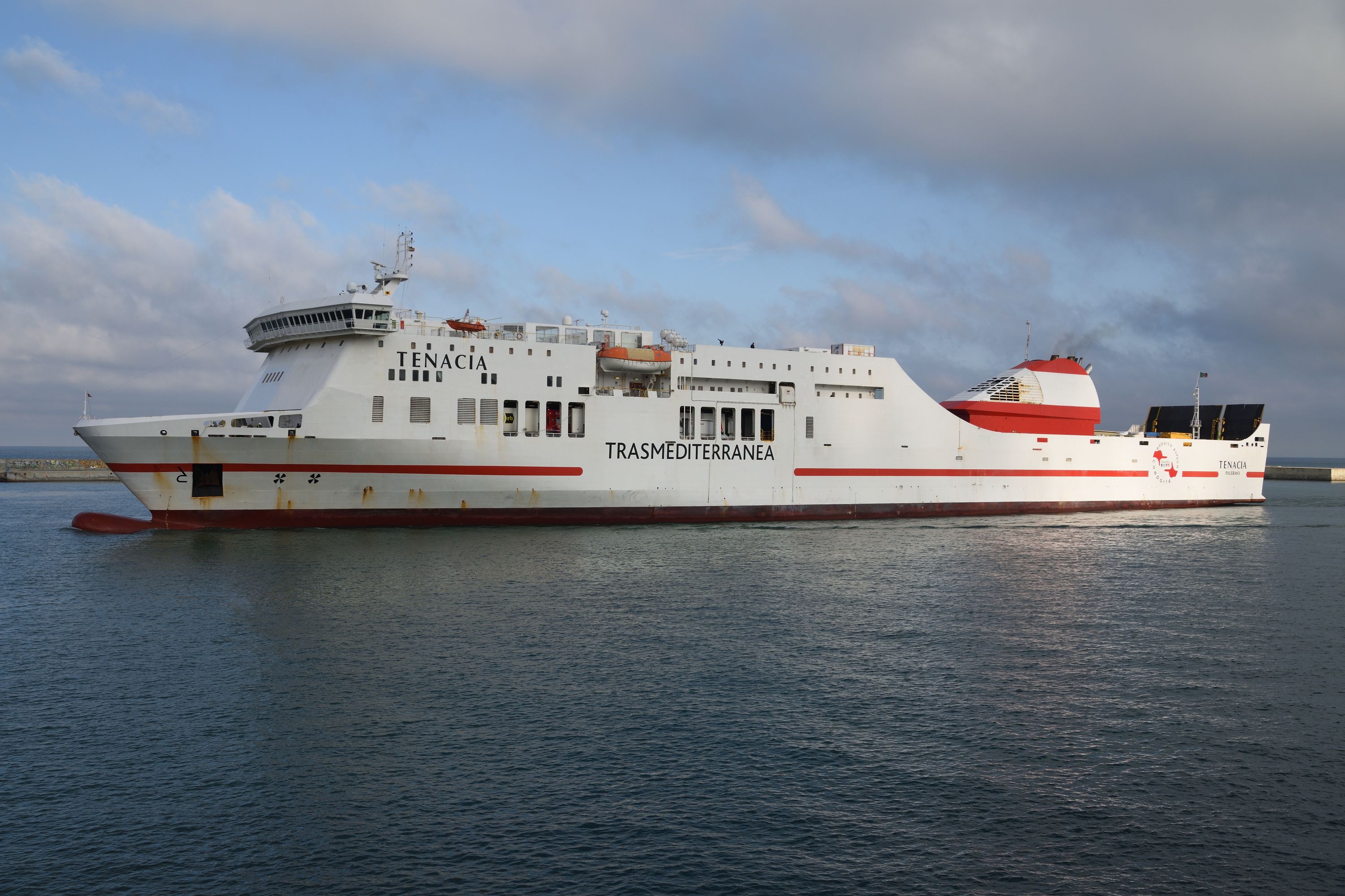 Ferry Tenacia, from the Compañía Trasmediterránea S. A. in the Port of Barcelona