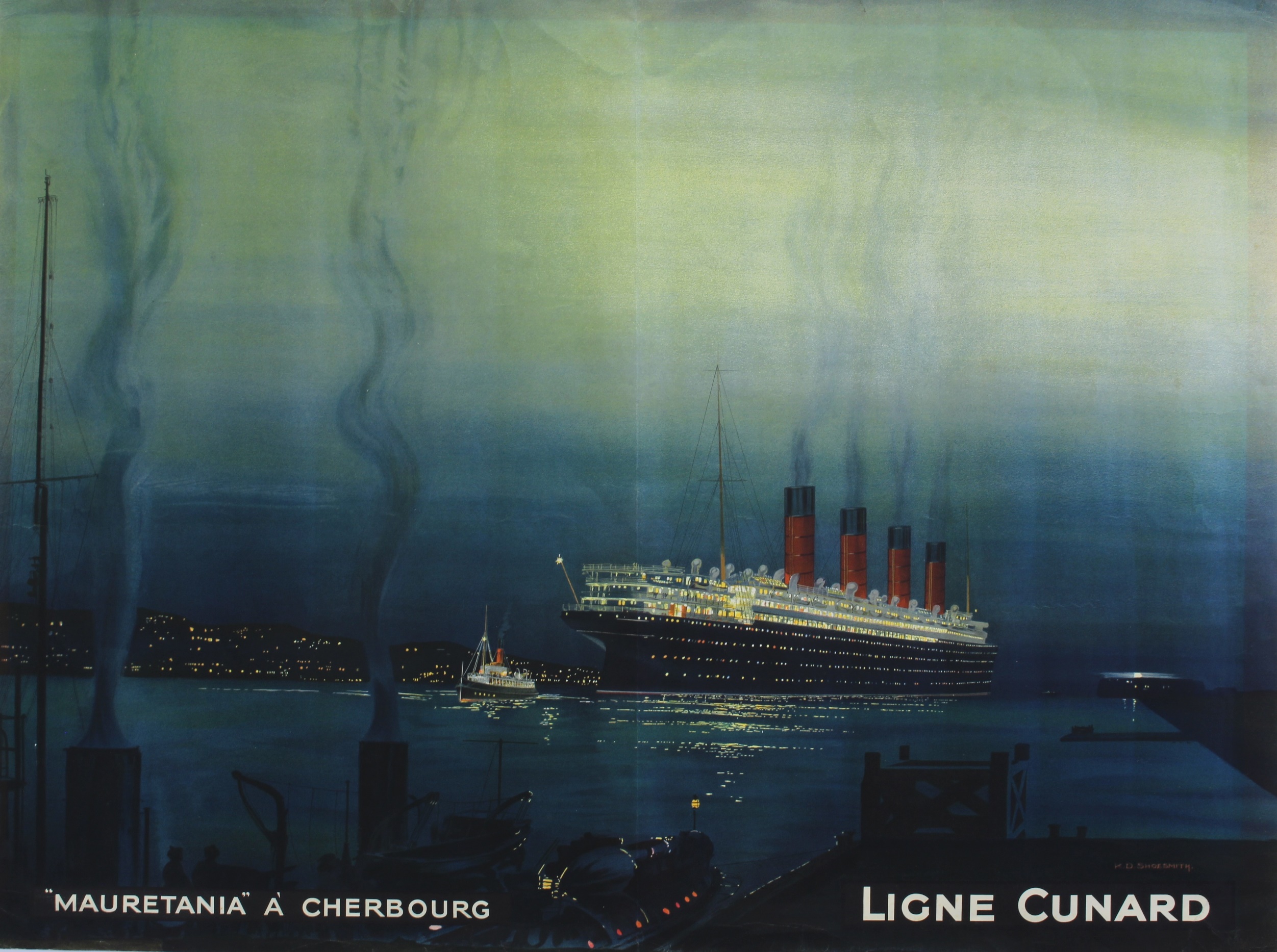 Ocean liner Mauretania in the port of Cherbourg (France)