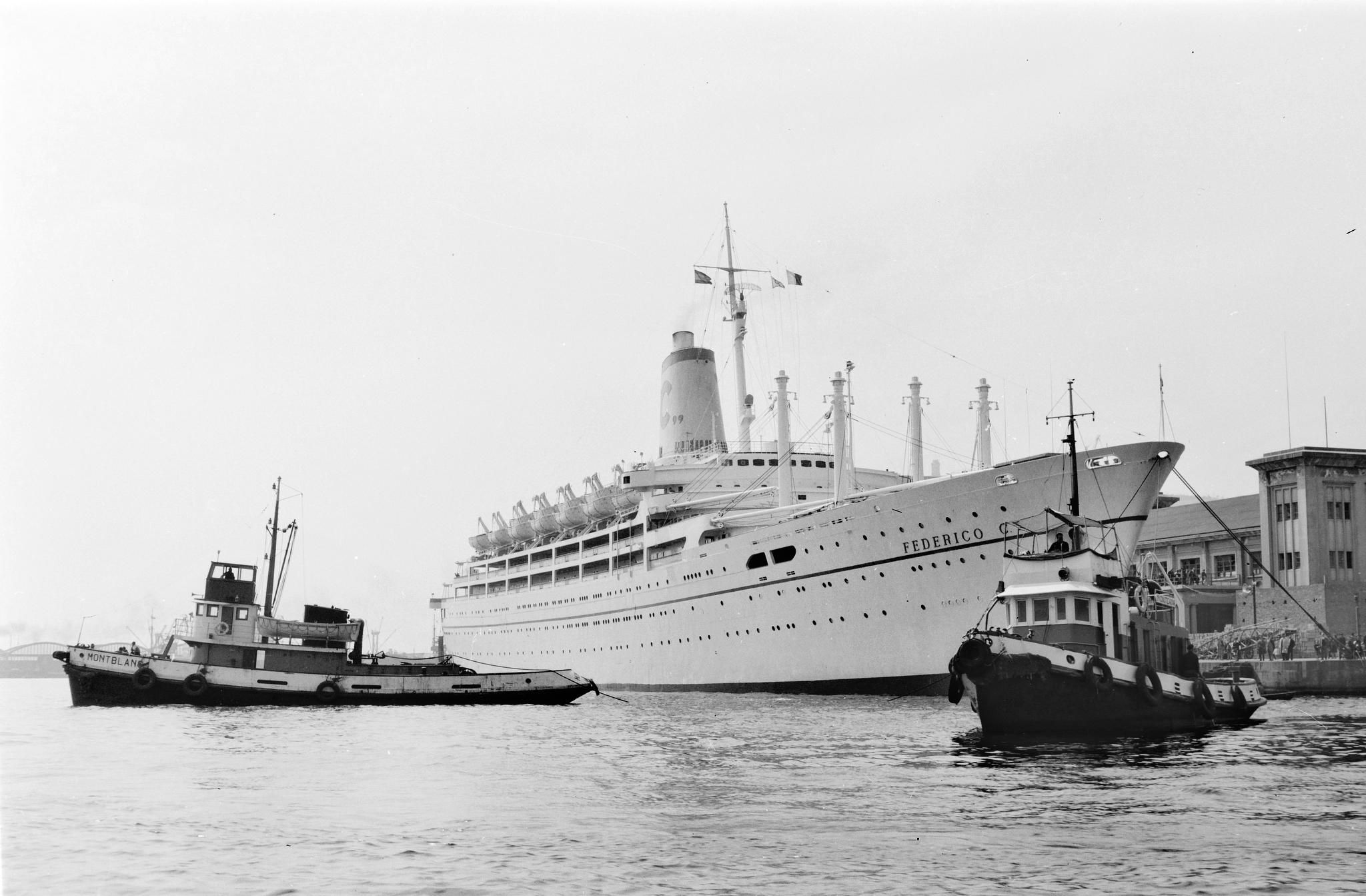 Turbine steam ship Federico C. docked at the International Maritime Station in the Port of Barcelona