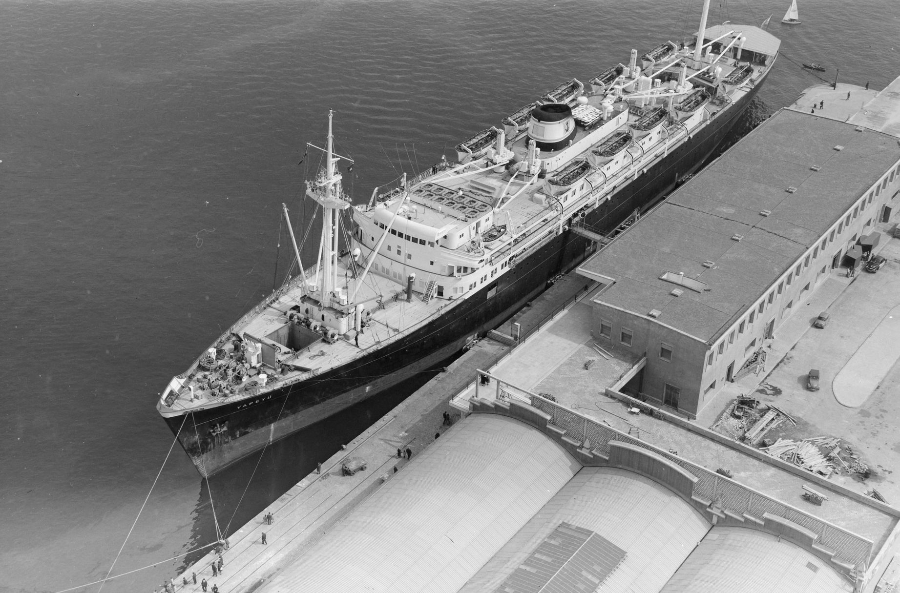 Ocean liner Alberto Dodero docked in the Port of Barcelona